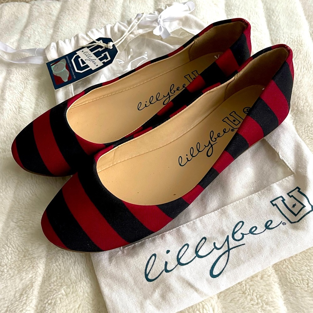 🏀🏉 Lillybee U Garnet & Black Ballerina Flats